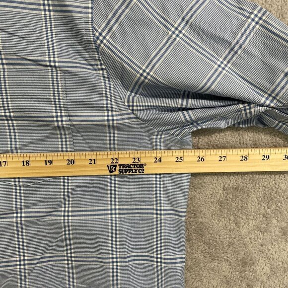 NWOT Lands' End Men's XL Blue & White Plaid Button-Down Shirt Traditional Fit - Picture 4 of 7